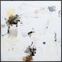 Delicate and gossamer-like abstraction floating on a white ground, this painting is perfectly balanced and executed.