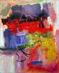 Airy, gestural and vibrant abstract work by this acclaimed Canadian painter.