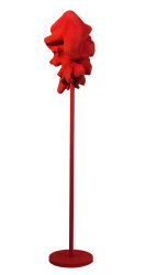 In bright red, the organic shape of this sculpture by Shayne Dark makes a bold statement.