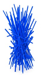 Contemporary blue wood sculpture by acclaimed artist, Shayne Dark.