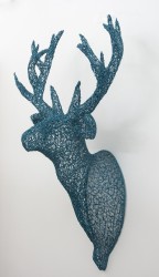 Galvanized steel mesh, wire and brilliant turquoise liquid latex are transformed into a life sized trophy head of a buck in this wall mounte…