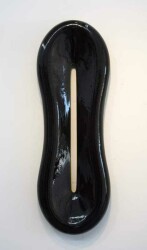 This unique hand crafted wall sculpture by celebrated ceramicist Steven Heinemann is glazed in a glossy black.