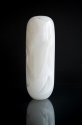 Soft white shadows appear to float through the glass of these stunning contemporary vessels by Susan Rankin.