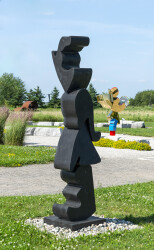 Sculpted from Spanish black marble, this enigmatic and powerful piece was created by Viktor Mitic.