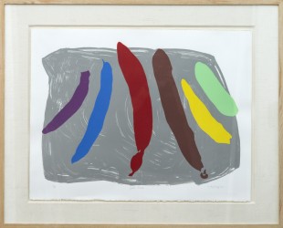 A master of colour and expressive abstract form, William Perehudoff created this lyrical piece in 1984.