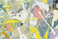 Rapid passages, drips and lines in pink, yellow, pastel green and dove gray are an extension of the artist's brush in this dynamic action pa… Image 7