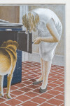 This contemporary limited edition print featuring a woman and a dog beside a kitchen stove is by Alex Colville. Image 7