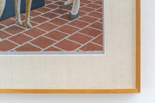 This contemporary limited edition print featuring a woman and a dog beside a kitchen stove is by Alex Colville. Image 5