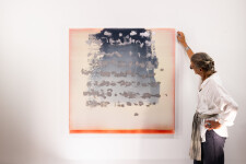 This contemporary abstract painting by Alice Teichert includes a signature motif. Image 15