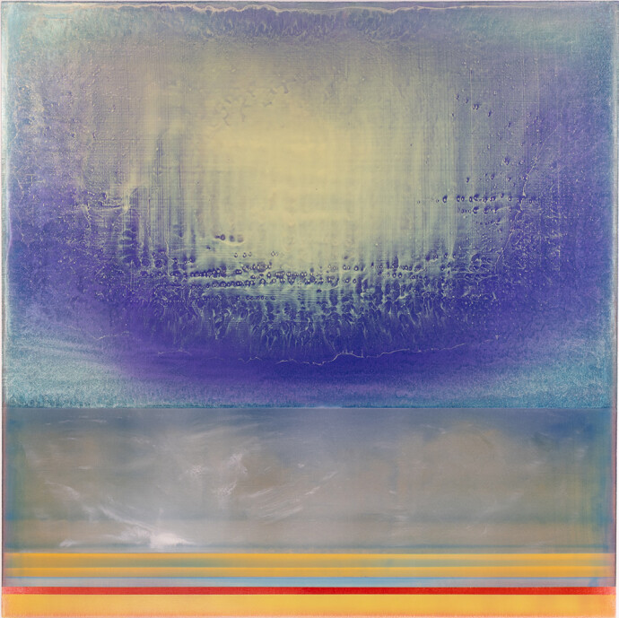 This large-scale light-filled acrylic abstract painting is by Alice Teichert.