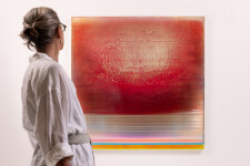 This large-scale acrylic abstract painting by Alice Teichert evokes images of time and space. Image 12