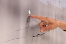 This large-scale acrylic abstract painting by Alice Teichert evokes images of time and space. Image 13