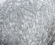 This iridescent abstract painting, acrylic on canvas, is by Alice Teichert. Image 5