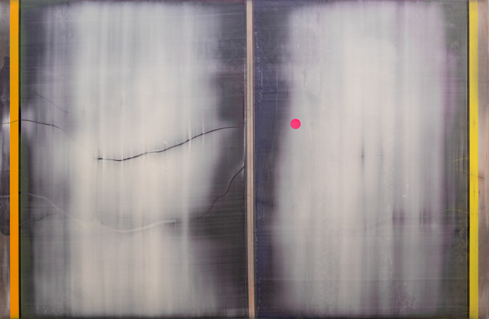 This contemporary abstract painting by Alice Teichert plays with colour and light.