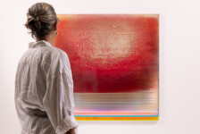 This large-scale acrylic abstract painting by Alice Teichert evokes images of time and space. Image 14