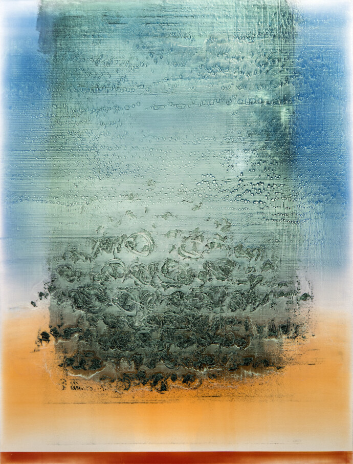 Alice Teichert’s luminous paintings are created using shiny, colourful gels meticulously applied in layers.