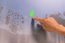 This large-scale acrylic abstract painting by Alice Teichert evokes images of time and space. Image 10