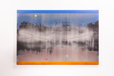 This large-scale acrylic abstract painting by Alice Teichert evokes images of time and space. Image 3