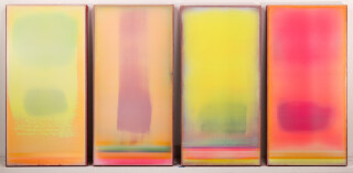 These contemporary abstract paintings by Alice Teichert consist of four panels that explore colour.