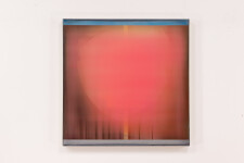 This contemporary abstract painting by Alice Teichert is rendered in shades of pink. Image 2