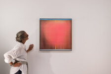 This contemporary abstract painting by Alice Teichert is rendered in shades of pink. Image 11