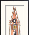 This mixed media contemporary wall composition resembles a vessel. Image 5