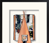 This mixed media contemporary assemblage resembles a vessel and is designed to be hung on a wall. Image 6