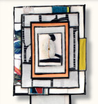 This contemporary mixed media assemblage is designed to be hung on the wall. Image 3