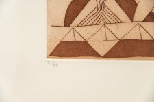 An intriguing series of pyramidal shapes dance across the paper in this ink etching created in 1977 by British contemporary artist, Anthony … Image 4