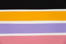 Calgary artist Aron Hill plays with a full range of bold, bright colours in this series of dramatic minimalist compositions. Image 3
