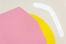 Calgary’s Aron Hill continues his exploration of colour and form in this fun minimalist painting. Image 3