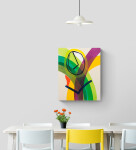 This engaging figurative piece in bold abstract shapes and brilliant colours was painted by Aron Hill. Image 7