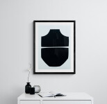 The clean, graphic lines of two bold shapes dominate the canvas in this new work by Aron Hill. Image 8