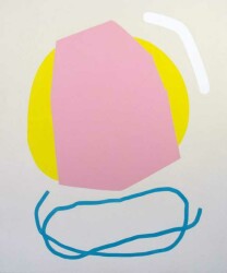 Calgary’s Aron Hill continues his exploration of colour and form in this fun minimalist painting.