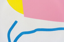 Calgary’s Aron Hill continues his exploration of colour and form in this fun minimalist painting. Image 2