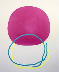 Magenta Circle with Blue and Yellow Line