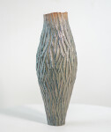 This contemporary tall ceramic vessel is handmade. Image 2