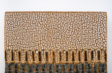 This contemporary ceramic wall tile is handmade. Image 6