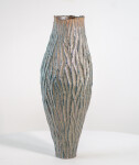 This contemporary tall ceramic vessel is handmade. Image 4