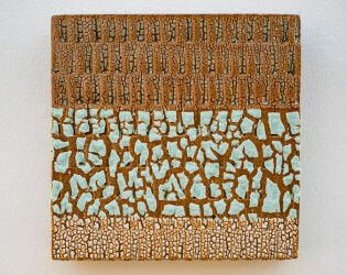 This contemporary ceramic wall tile is handmade.