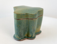 This contemporary blue-green ceramic box is made by Bruce Cochrane. Image 3