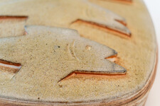 This contemporary ceramic box by Bruce Cochrane has a fish design on its lid. Image 8