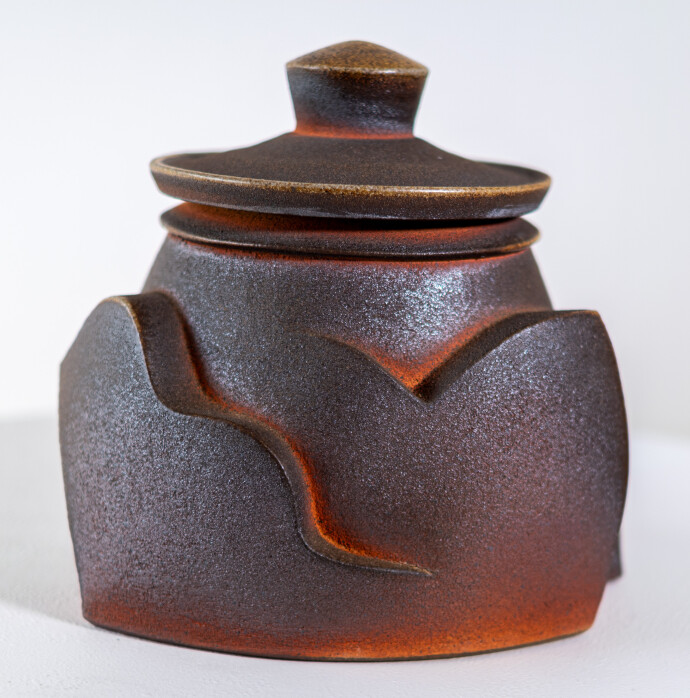 This contemporary ceramic vessel is by Bruce Cochrane.