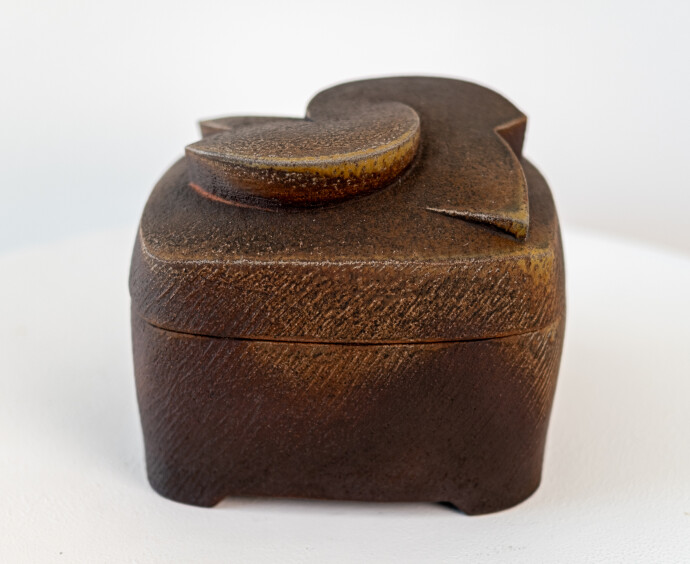 This contemporary ceramic box is made by Bruce Cochrane.