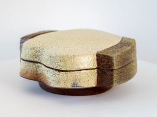 This contemporary hand crafted ceramic box is by Bruce Cochrane.