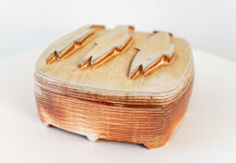 This contemporary ceramic box by Bruce Cochrane has a fish design on its lid. Image 3