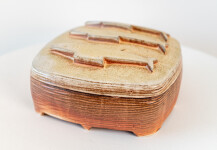 This contemporary ceramic box by Bruce Cochrane has a fish design on its lid. Image 4