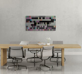 This modern geometric painting by Burton Kramer was inspired by music. Image 12