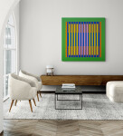 This modern geometric painting by Burton Kramer was inspired by music. Image 11