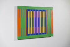 This modern geometric painting by Burton Kramer was inspired by music. Image 5